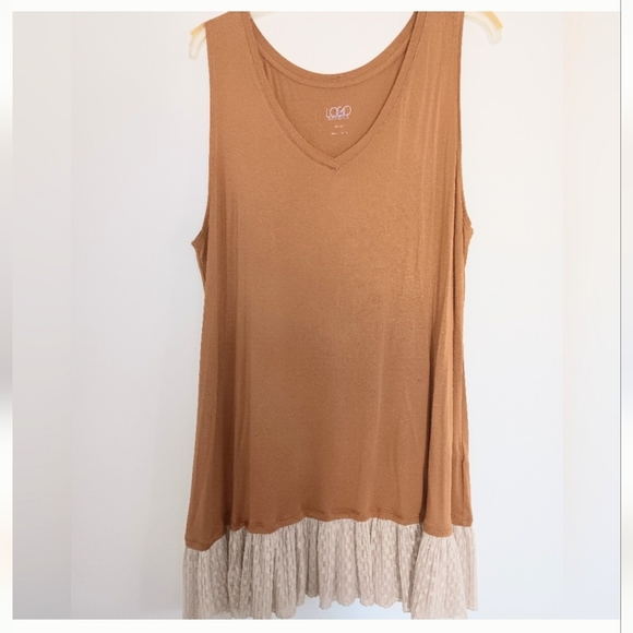 Logo Layers by Lori Goldstein Tops - LOGO LAYERS BY LORI GOLDSTEIN KNIT TANK TOP BROOMSTICK MESH HEM SIZE XL